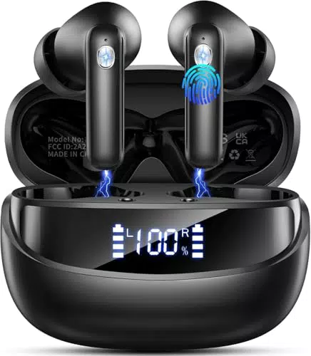 Kabellose Bluetooth 5.4 Kopfhörer In Ear mit HiFi Stereo, Noise Cancelling, LED-Anzeige
