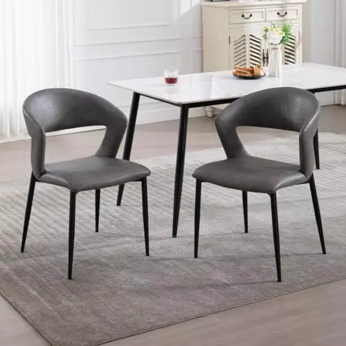 chairus Esszimmerstuhl mit Rückenlehne aus Kunstleder und Metallbeinen, modern