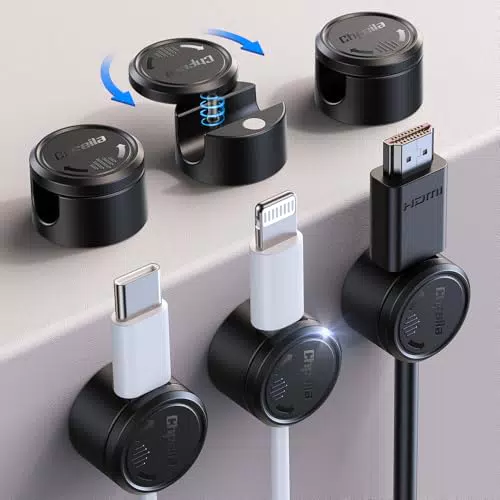 Chfeila Kabel Organizer Magnetisch mit 360° Drehung & Twist-Lock für Schreibtisch