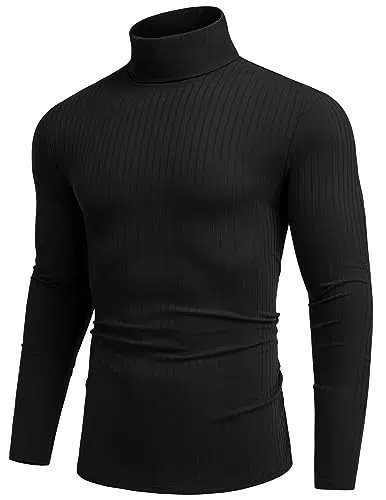 COOFANDY Herren Rollkragenpullover Langarm Geripptes Turtleneck Shirt