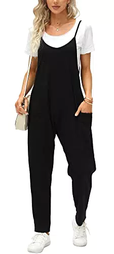 Latzhose Damen Arbeitshose Sommer Overall Jumpsuit Ärmellos mit Großen Taschen