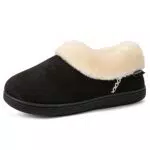 EverFoams Damen Hausschuhe mit Memoryschaum und Kunstfell, geschlossene Ferse