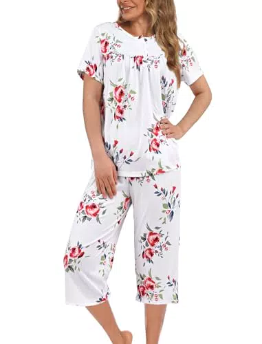 Evolyline Damen Schlafanzug Kurz – Shorty Pyjama Set für den Sommer