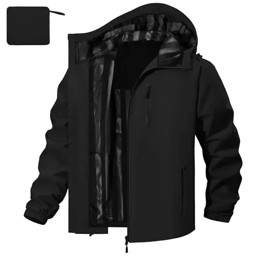 FemiChic Herren Regenjacke wasserdicht und atmungsaktiv für Outdoor & Fahrrad