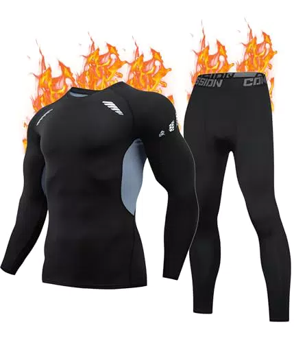 FORVEVO Thermounterwäsche Herren Winter Skiunterwäsche mit Innenfleece Set