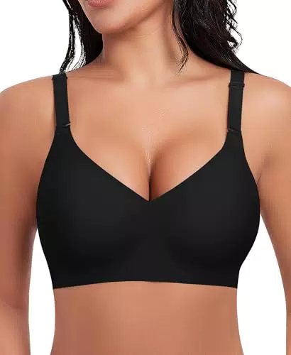 Ganado Damen BH Ohne Bügel Nahtloser BH Tiefem V-Ausschnitt Bralette Push Up BHS Soft Bequem BHS Bügellos Bustier