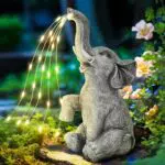 GIGALUMI Elefanten Statue Garten Solarbetriebene LED Dekoration Geschenk Eltern