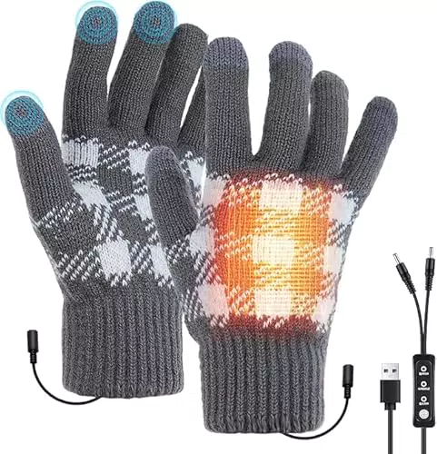 Gkstly USB Beheizte Handschuhe für Damen und Herren, Elektrische Touchscreen Handschuhe