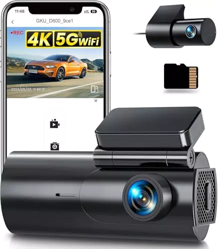 GKU 4K Dashcam mit GPS, WiFi, Parküberwachung und Nachtsicht, Dual Kamera