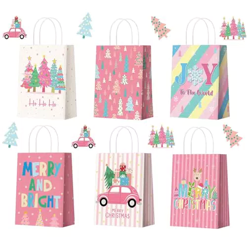 Gleemix Geschenktüten Weihnachten – Papiertüten mit Henkel für Weihnachtsgeschenke