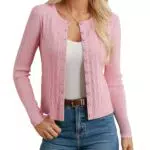 GRACE KARIN Damen Cardigan Langarm Klassisch Strickjacke mit Knöpfen