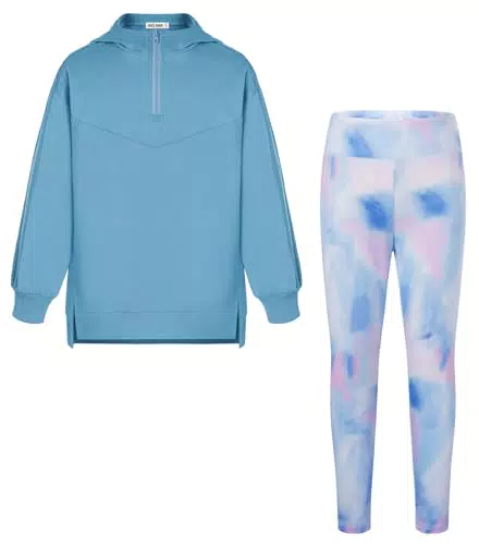 GRACE KARIN Mädchen Outfit Kapuzenpullover und Leggings Set für Alltag und Freizeit