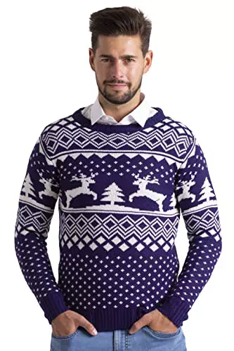Weihnachtspullover Herren mit Rentier-Motiv – Lustiger Xmas Strickpullover