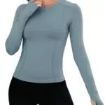 IECCP Langarm Sportshirts Damen - Laufshirt mit Reißverschluss und Daumenlöchern