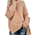 Imuedaen Damen Rollkragenpullover Elegant Langarm Strickpullover Winter Casual