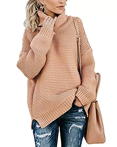Imuedaen Damen Rollkragenpullover Elegant Langarm Strickpullover Winter Casual
