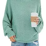 Imuedaen Damen Rollkragenpullover Elegant Grobstrick Langarm Strickpullover Casual