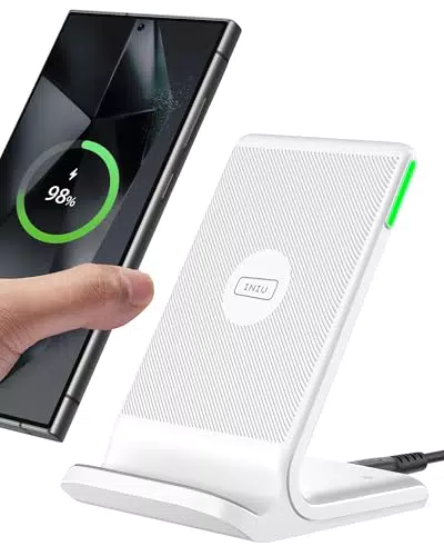 INIU Wireless Charger Stand, 15W Induktive Ladestation Schnelles Kabelloses Ladegerät Handy Ständer handyhalterung für iPhone 15 14 13 12 Pro Mini Max Xr Xs Samsung Galaxy S23 S22 S21 S20 Google