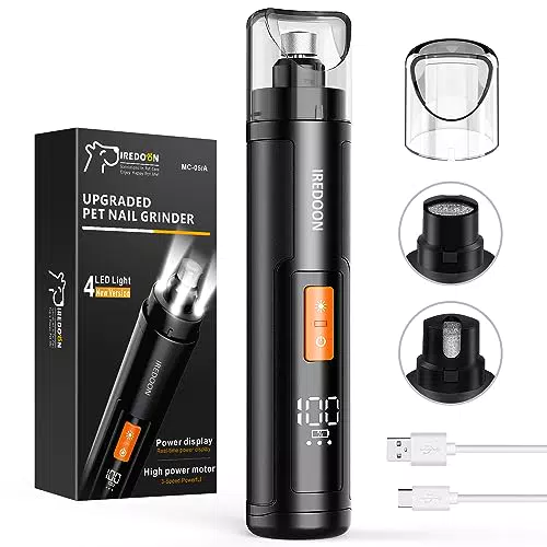 IREDOON Profi Krallenschleifer für Hunde mit LED und Anzeige, Wiederaufladbar