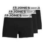 JACK & JONES Herren Sinn 3 Pack Boxer Slips - Lt Grau Melange/Schwarz -