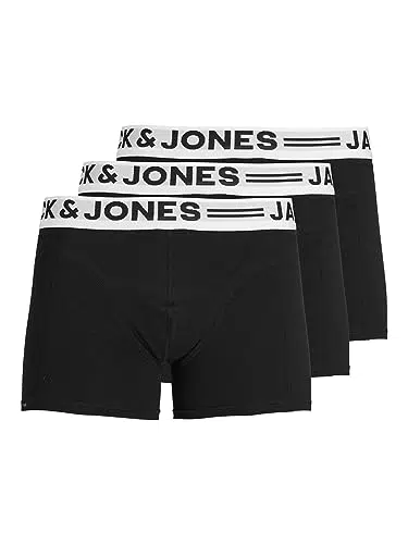 JACK & JONES Herren Sinn 3 Pack Boxer Slips - Lt Grau Melange/Schwarz -