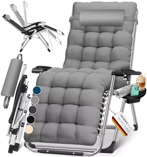 KESSER® Sonnenliege Klappbar Wetterfest Ergonomisches Polster mit Getränkehalter