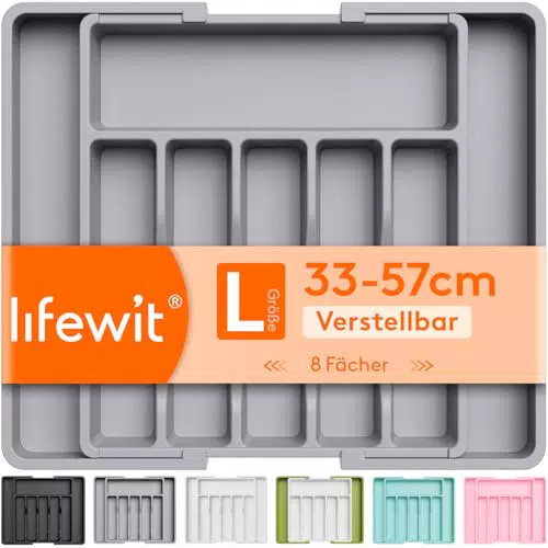 Lifewit Besteckkasten für Schubladen, Erweiterbarer Besteckeinsatz Organizer Küche