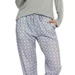 Lovasy Damen Schlafanzug Winter Langarm Pyjama Set mit Taschen und Bündchen