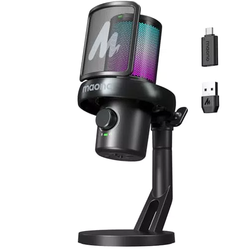 MAONO DM40 Pro Kabelloses PC Mikrofon mit KI-Stimmänderung & RGB für Gaming