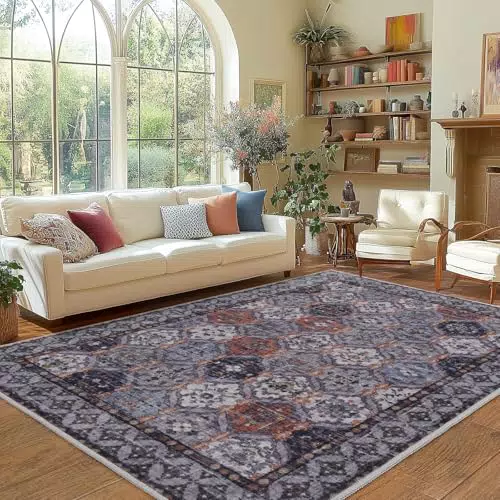 MAST DOO Boho Teppich Kurzflor Waschbar Rutschfest für Wohnzimmer und Schlafzimmer