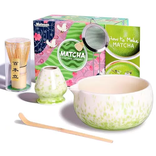 Matesen Matcha Set – Premium Starter Set für Matcha Tee inkl. Besen und Zubehör