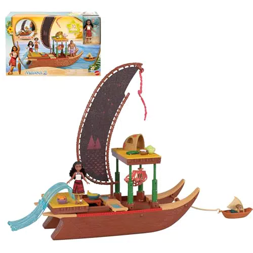 Mattel Disney Vaiana Abenteuerkanu Spielset JBT78 mit Puppe und Zubehör