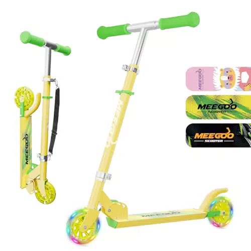Mee Goo Aluminium Kinderroller Klappbar Mit LED Rädern, 3-fach Höhenverstellbar