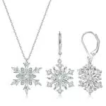 Milacolato Schneeflocke Halskette und Ohrringe Set für Damen – Weihnachtsgeschenk