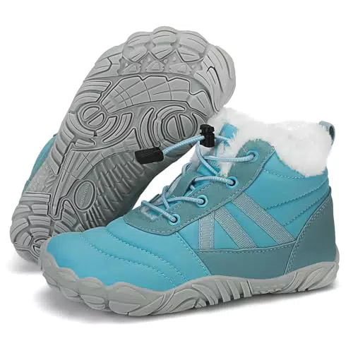 Mishansha Barfußschuhe Kinder Winterstiefel Gefüttert Wasserdicht
