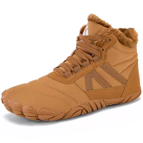 Mishansha Winterschuhe Herren Gefütterte Barfußschuhe Wasserdicht Winterstiefel