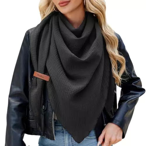 Niwicee Damen Musselin Dreiecksschal – Eleganter Herbst Schal aus Baumwolle
