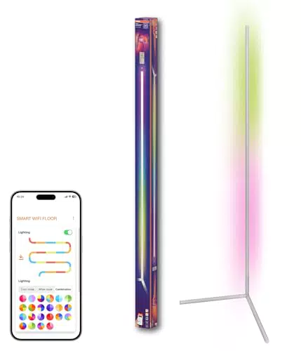 OSRAM Matter Smart LED Stehleuchte mit Fernbedienung, RGBW, dimmbar, WLAN