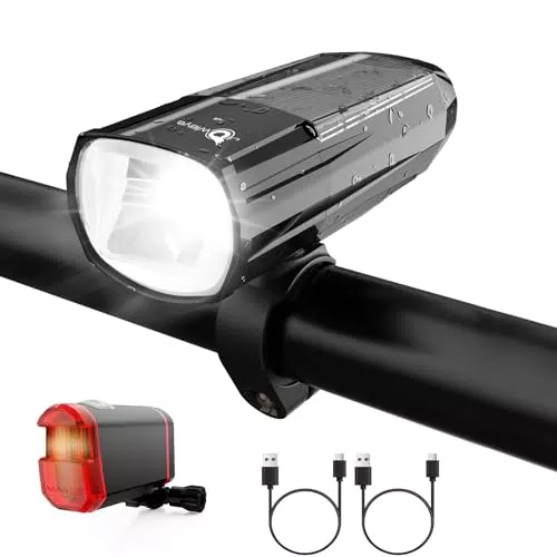Owleye Fahrradlicht Set LED StVZO Zugelassen Wasserdicht USB Solar Front- Rücklicht