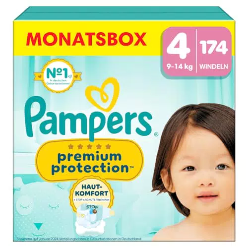 Pampers Premium Protection Windeln Größe 4 - Doppelter Schutz für Hautkomfort