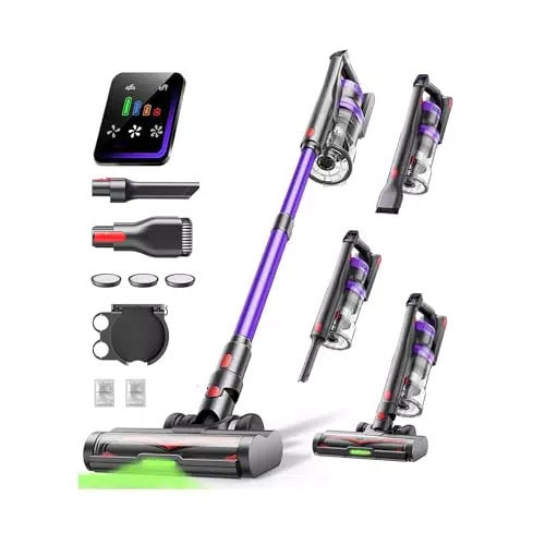 Powerffy Akku Staubsauger 600W mit HD-Display, Aromatherapie und LED-Bürste