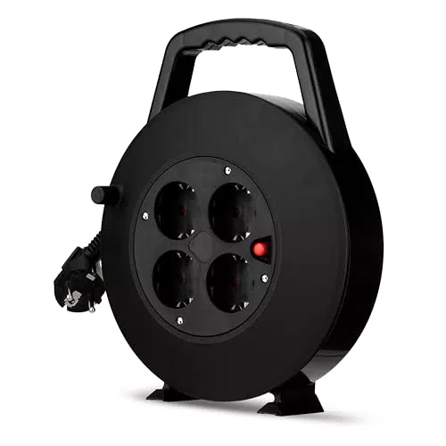 REV Kabeltrommel 4-fach mit Überhitzungsschutz und Kabelbox 5m