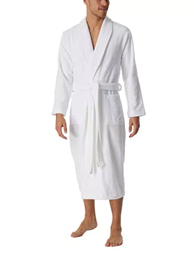 Schiesser Herren Bademantel mit Schalkragen Frottee 125 cm Länge - Bio Baumwolle