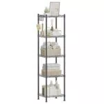 SONGMICS Badezimmerregal Metallregal erweiterbar mit abnehmbaren Haken Modell LGR23BK