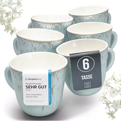 Pure Living Frühstücksteller Set - Hochwertige Steingut Dessertteller spülmaschinenfest