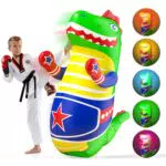 Sunrad Aufblasbarer Boxsack Kinder Dinosaurier mit LED Licht und Rückprallfunktion