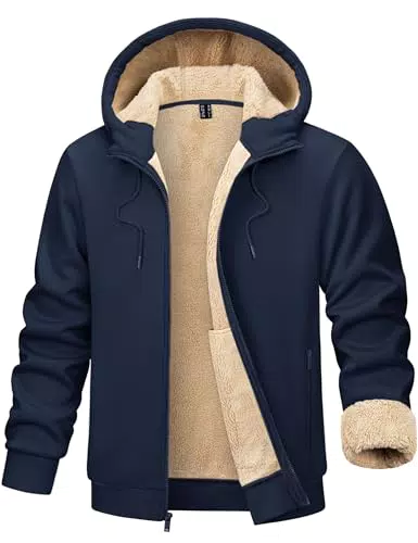 TACVASEN Herren Outdoor Fleecejacke mit Kapuze – Warme Freizeitjacke Winter