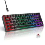 TECURS Mechanische Gaming Tastatur 60% QWERTZ mit roten Schaltern für PC Gamer