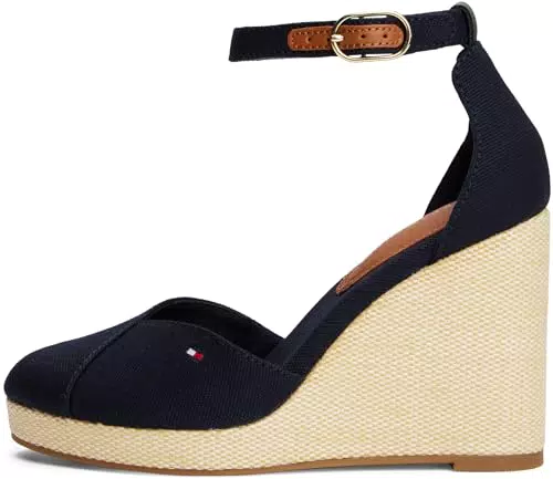 Tommy Hilfiger Damen Wedge Sandalen mit geschlossener Zehenpartie und Knöchelriemen