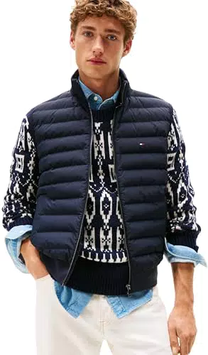 Tommy Hilfiger Herren Weste Mix Media Gilet mit Stehkragen